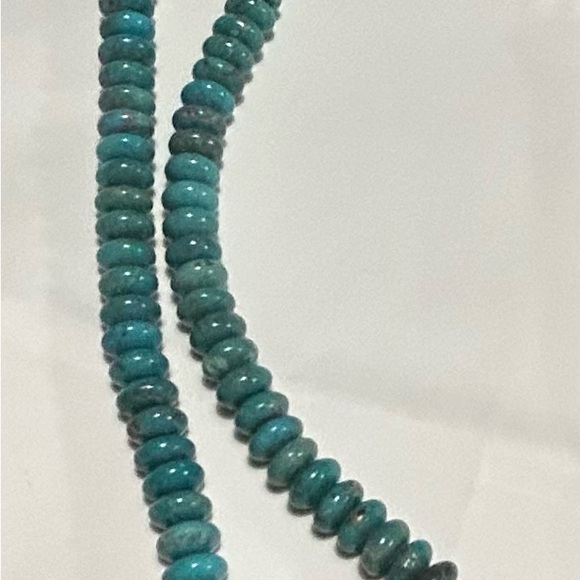 NWT JTV SW 8x5mm Rondelle Kingman Turquoise Sterling Silver Bead Necklace 18in - Picture 4 of 6